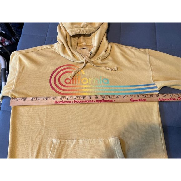 Old Navy Y2K Hoodie Women's Small Yellow California Rainbow Distressed - Picture 8 of 14